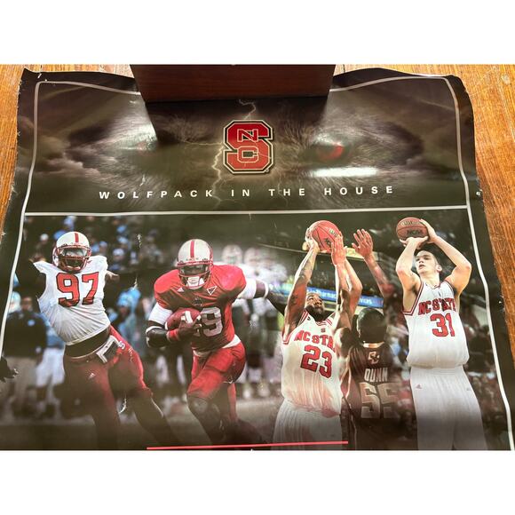 Set of 2009-10 NC STATE WOLFPACK Basketball Football Poster Mike Lester Drawing - Picture 4 of 7
